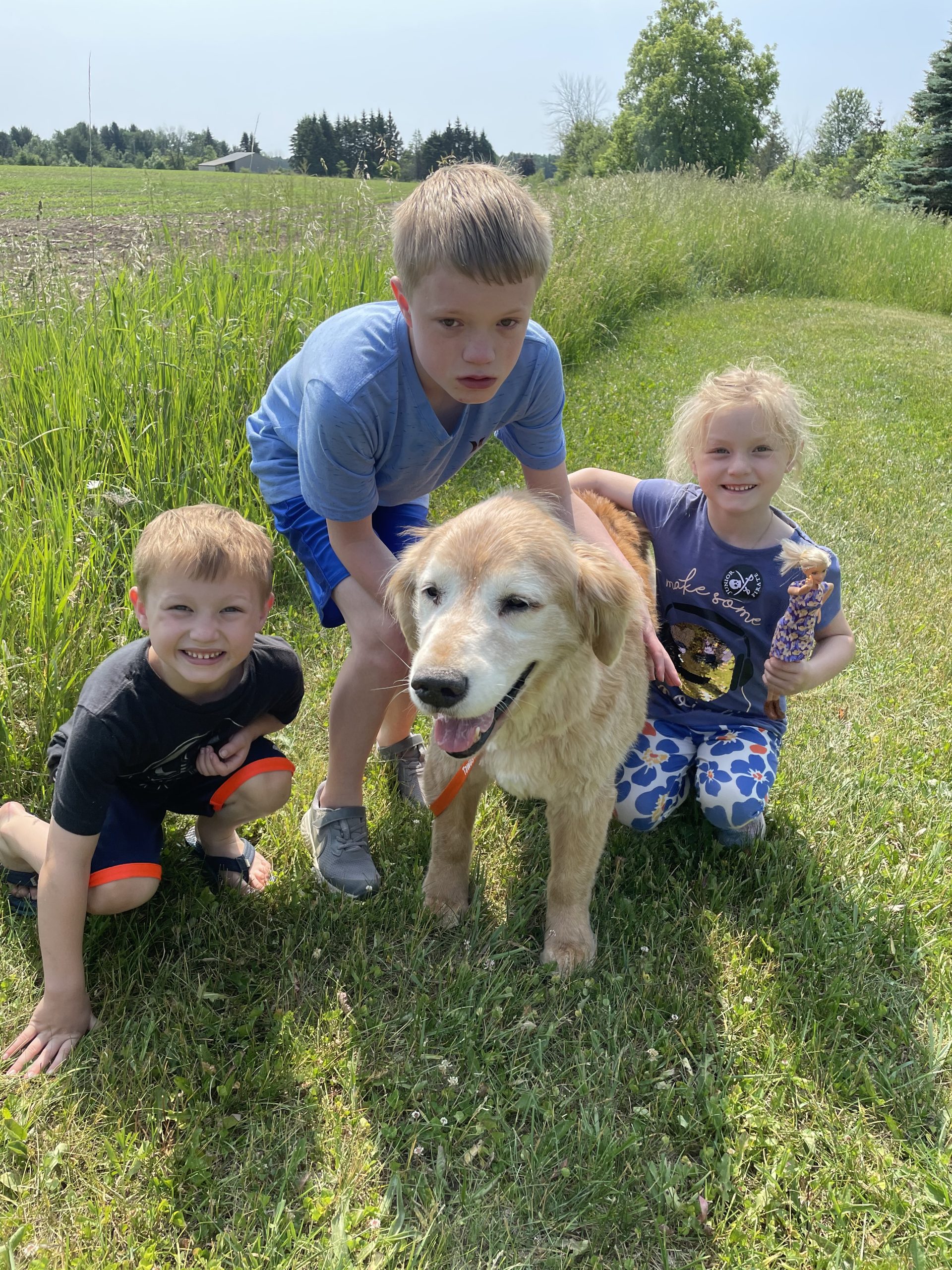 Harrison Kids Spending their last hour with Farley.